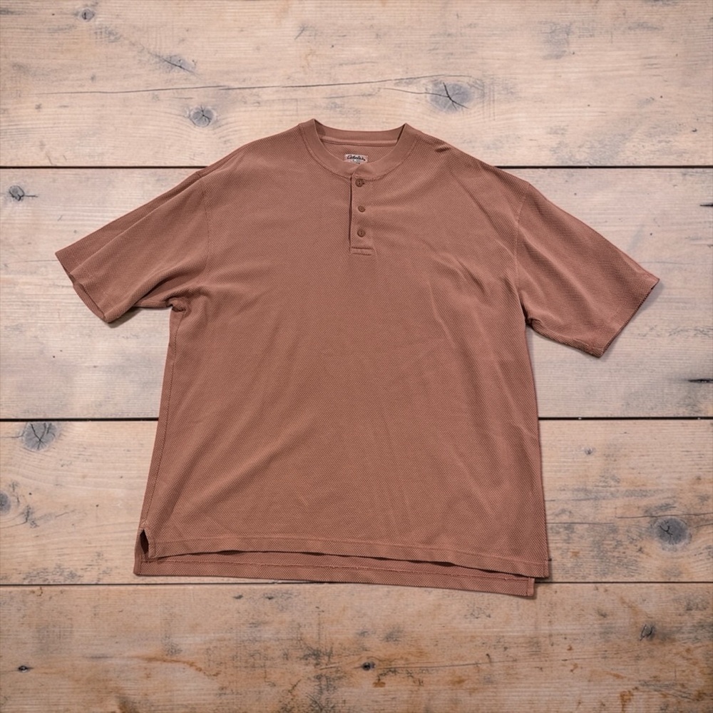 Vintage Cabela's Blush Waffle Knit Short-Sleeved Henley SO5012